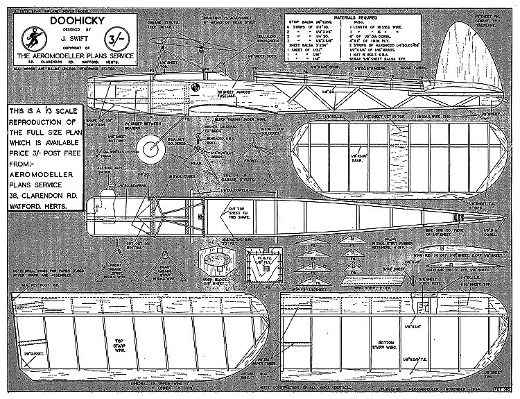 Doohicky Nov 54 model airplane plan