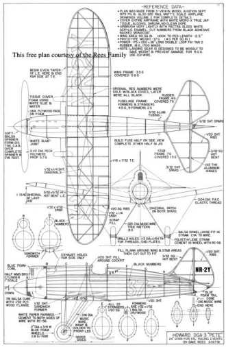 Howard DGA-3 Pete model airplane plan